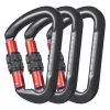 Climbing Carabiner Clips, 3 PCS Heavy Duty Caribiner, Professional 30 KN / 6744 lbs Spindle Strength, Large D-Shaped for Hiking,Rappelling,Rescue,Dog