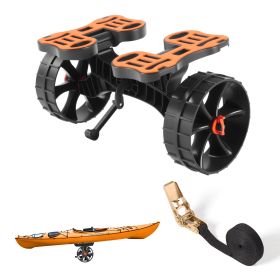 Kayak Cart, 300 lbs Load Capacity, Foldable Kayak Trolley with 10-inch Solid Rubber Tires & 1 Ratchet Strap, Paddle Board Trolley for Carrying Kayaks,