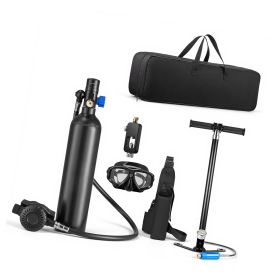Mini Scuba Tank, 1L Portable Diving Tank for Underwater Breathing, Reusable Lung Diving Cylinder up to 20 Minutes Dive Time, Emergency Rescue Pony Bot