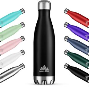Mont-Clair H2O Stainless Steel Water Bottle, Vacuum insulated - BPA Free, 12h Hot & 24h Cold Drinks, Metal Water Bottle 500ML Leakproof, Ideal for Adu