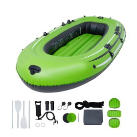 Inflatable Boat, 3-Person Inflatable Fishing Boat, Strong PVC Portable Boat Raft Kayak, 45.6" Aluminum Oars, High-Output Pump, Fishing Rod Holders, an