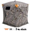 Hunting Blind, 270° See Through Ground Blind, 2-3 Person Pop Up Deer Blind for Hunting with Carrying Bag, Portable Resilient Hunting Tent, 3 Horizonta