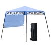 7' x 7' Garden Foldable Pop Up Gazebo Tent with Backpack & Adjustable Legs Outdoor Party Canopy, Blue & Black