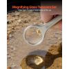 Gold Panning Kit, 10 in and 14 in Pans, 19 PCS Portable Prospecting Equipment Kit with Classifier Sieves, Sand Magnet, Rock Pick, Scoops, Backpack, an