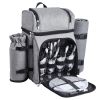 Picnic Backpack, Beach Picnic Backpack Bag for 4 Person with Insulated Cooler Compartment, Detachable Bottle/Wine Holder, Lightweight Blanket, Plates