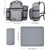 Picnic Backpack, Beach Picnic Backpack Bag for 4 Person with Insulated Cooler Compartment, Detachable Bottle/Wine Holder, Lightweight Blanket, Plates