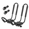 1 Pair Universal J-Bar Kayak Carrier 220LBS Load Heavy Duty Canoe Car Top Mount Carrier Roof Rack w/ 2Pcs Tie Down Straps