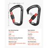 Climbing Carabiner Clips, 3 PCS Heavy Duty Caribiner, Professional 30 KN / 6744 lbs Spindle Strength, Large D-Shaped for Hiking,Rappelling,Rescue,Dog