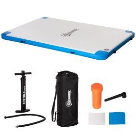 10' x 7' Inflatable Dock Platform with Air Pump & Backpack, For Pool Beach Ocean Blue (Color: ue)