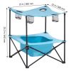 Folding Camping Table, Portable Outdoor Lightweight Picnic Table, 600D Oxford Fabric Waterproof Canvas Travel Beach Tables, with 4 Cup Holders, Carry