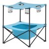 Folding Camping Table, Portable Outdoor Lightweight Picnic Table, 600D Oxford Fabric Waterproof Canvas Travel Beach Tables, with 4 Cup Holders, Carry